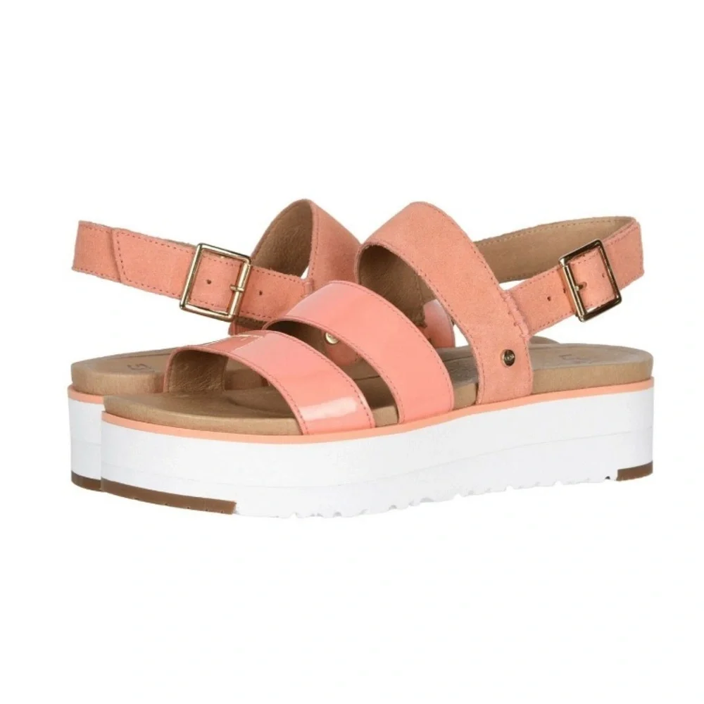 UGG Braelynn Leather Platform Sandals Size 7 - Picture 1 of 14